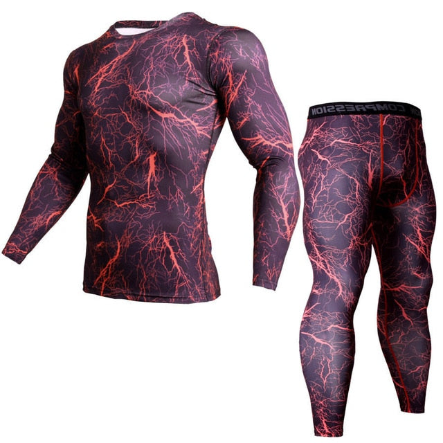 Camouflage Compression  Long Sleeve Shirt And Pants