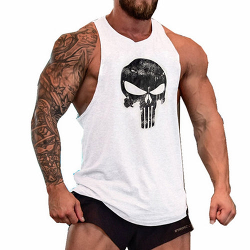 Skull Printed Bodybuilding T-Shirt